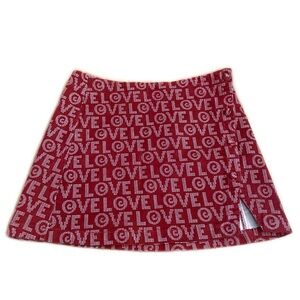 Urban Outfitters LOVE Corduroy Mini Skirt Red Print Size M Grunge Y2K